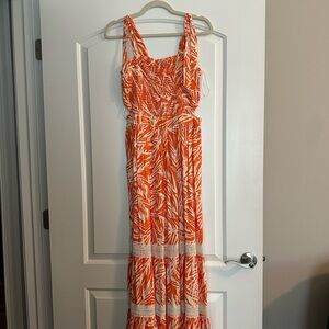 Orange Patterned Maxi Dress